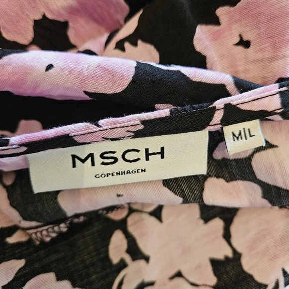 MSCH Copenhagen Women's Boho Floral Print Balloon Sleeve Feminine Casual Dress L - Picture 15 of 16